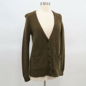 Madewell Olive Green Waffle Knit ButtonUp Cardigan